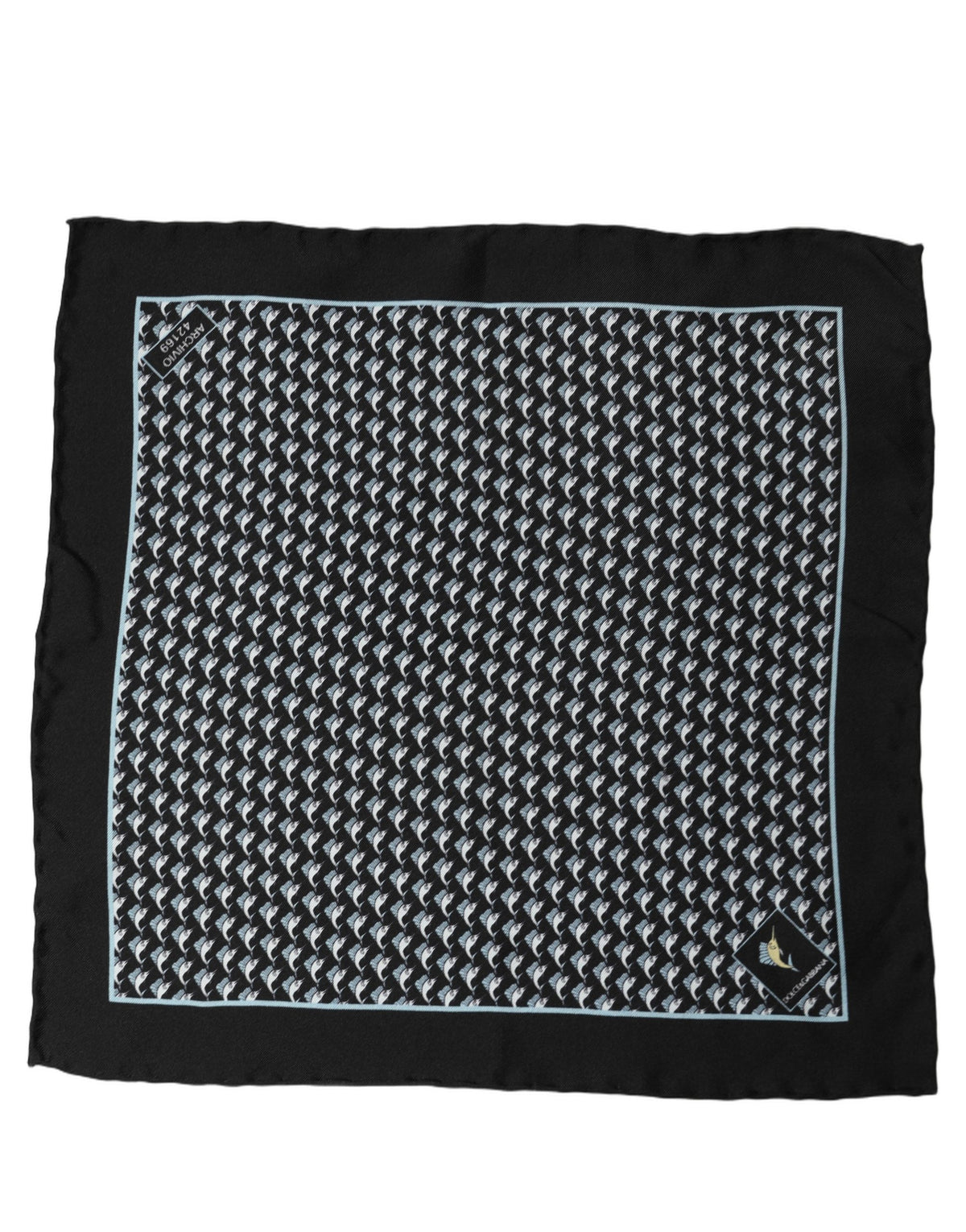 Dolce & Gabbana Black Silk Geometric Handkerchief Pocket Scarf