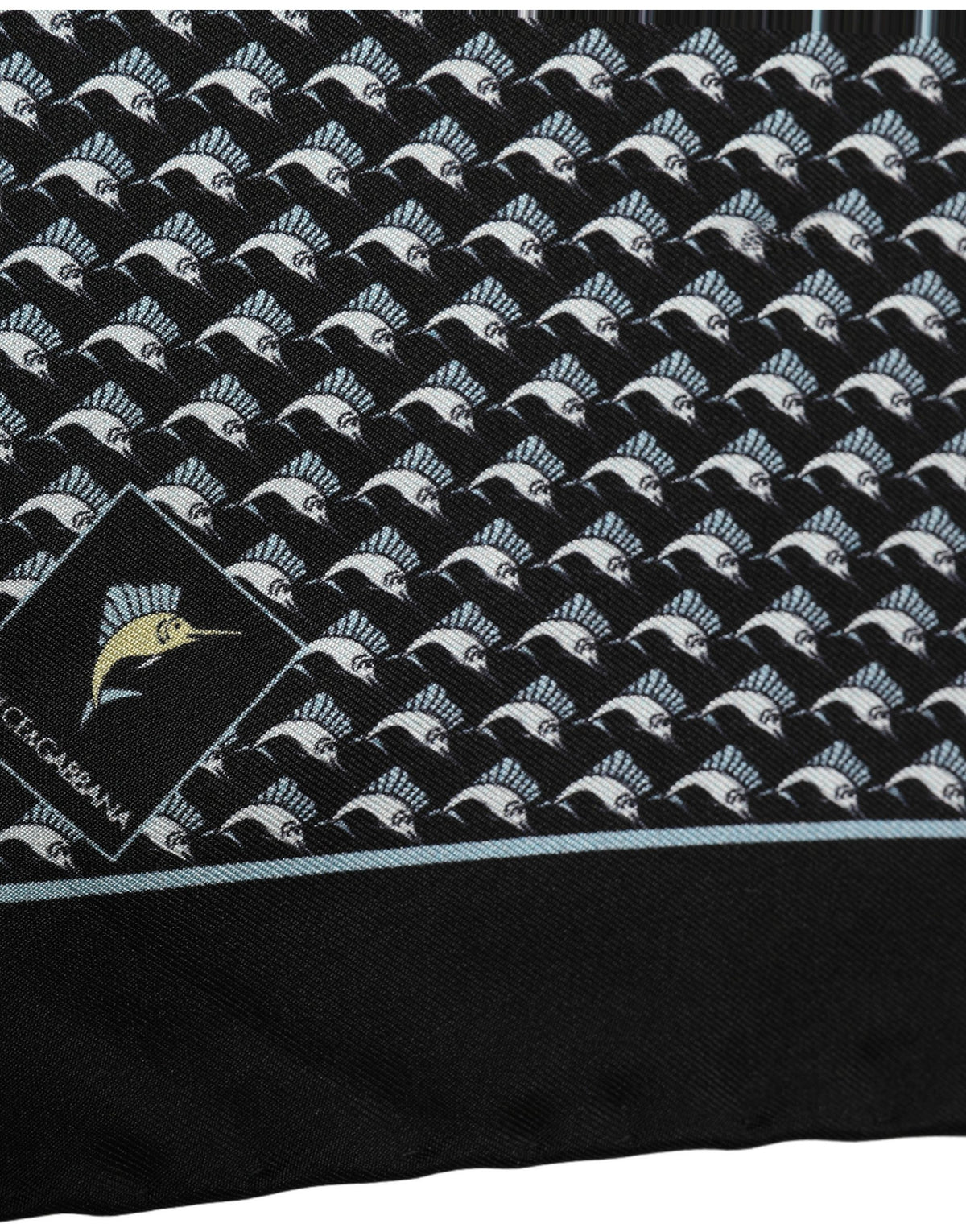 Dolce & Gabbana Black Silk Geometric Handkerchief Pocket Scarf