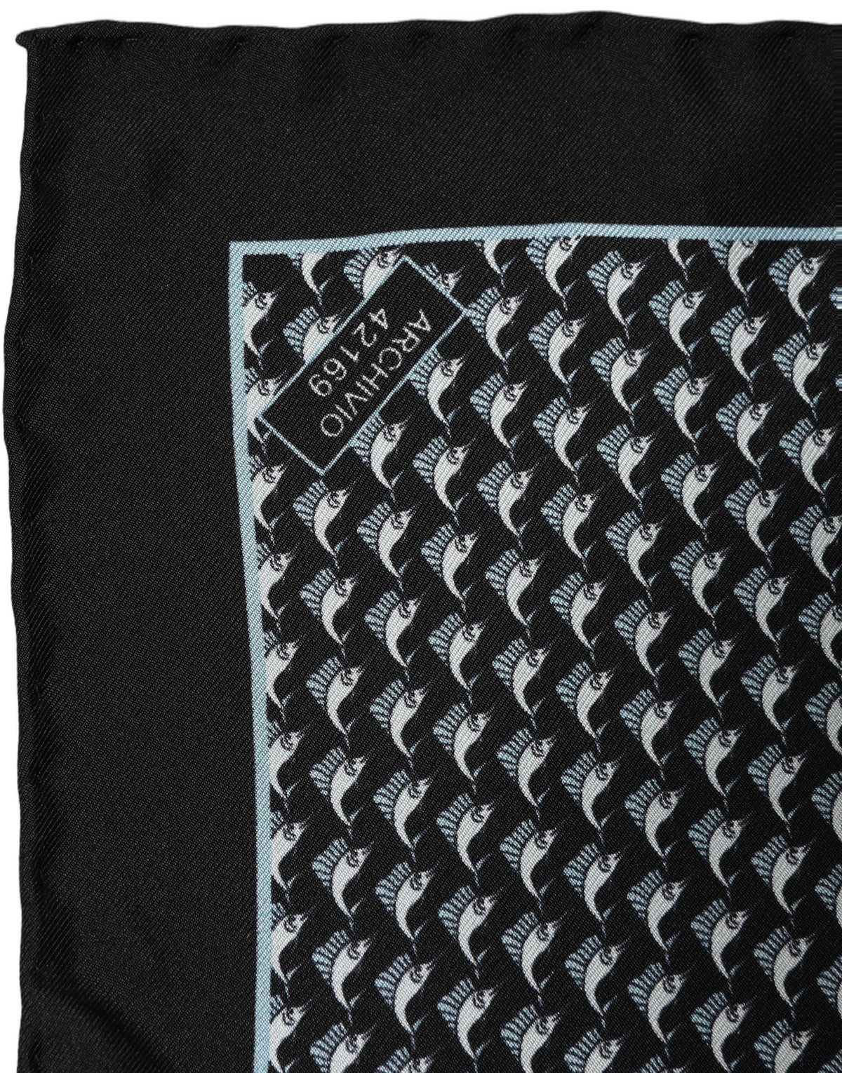 Dolce & Gabbana Black Silk Geometric Handkerchief Pocket Scarf