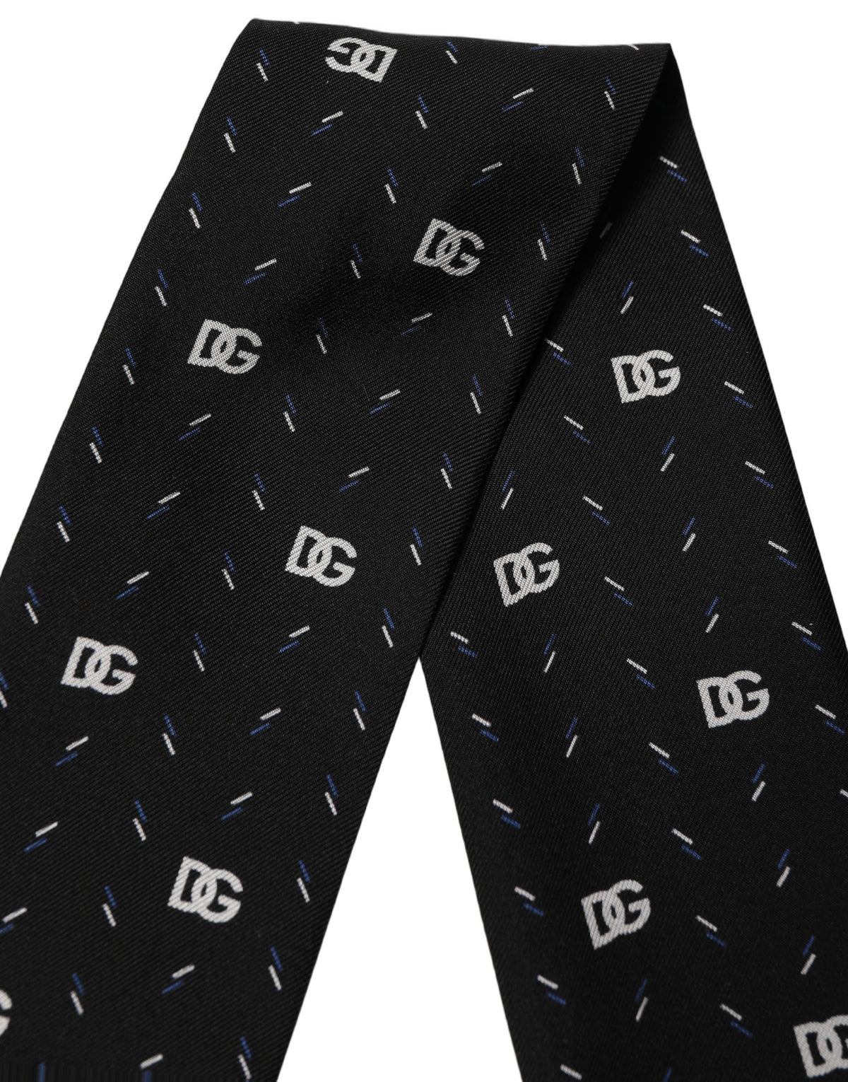 Dolce & Gabbana Black Silk DG Logo Men Skinny Shawl Scarf