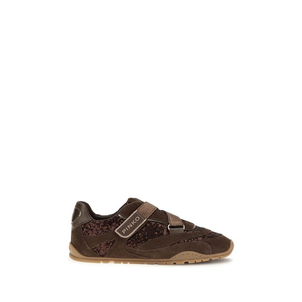 PINKO Brown Suede Leather Athletic Sneakers