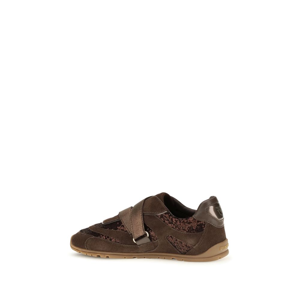 PINKO Brown Suede Leather Athletic Sneakers