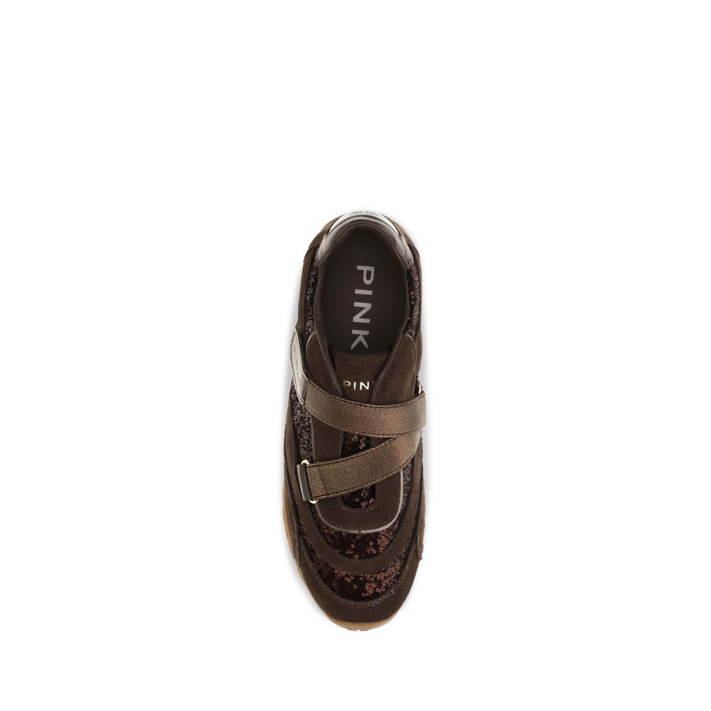 PINKO Brown Suede Leather Athletic Sneakers