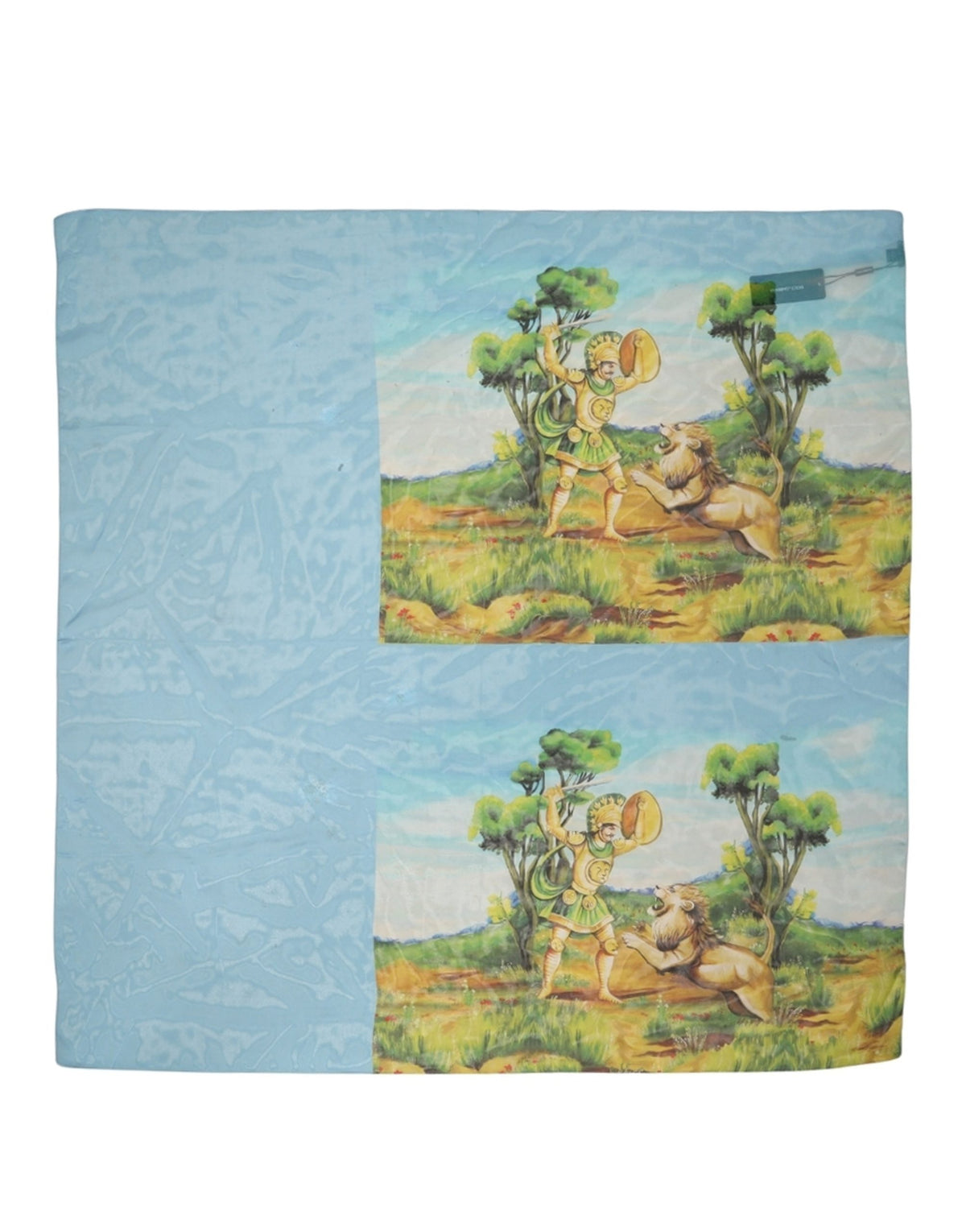 Dolce & Gabbana Light Blue Silk Landscape Foulard Scarf