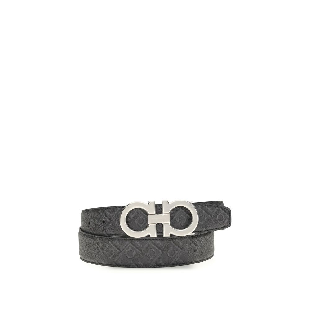 Ferragamo Black Calf Leather Bos Taurus Regular Belt