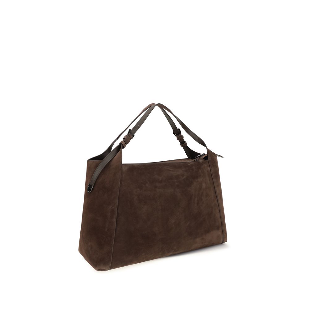 Brunello Cucinelli Brown Suede Leather Shoulder Bag