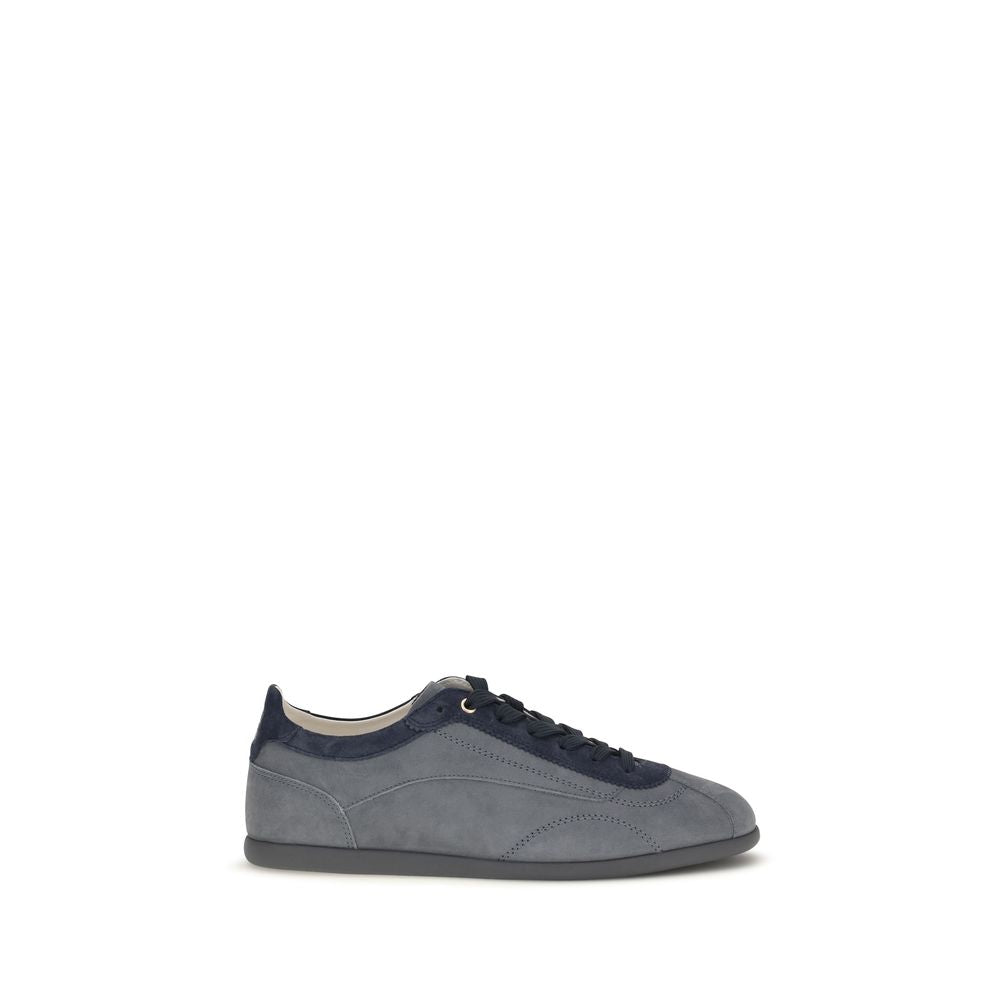 Brunello Cucinelli Gray Calf Leather Bos Taurus Low Top Sneakers