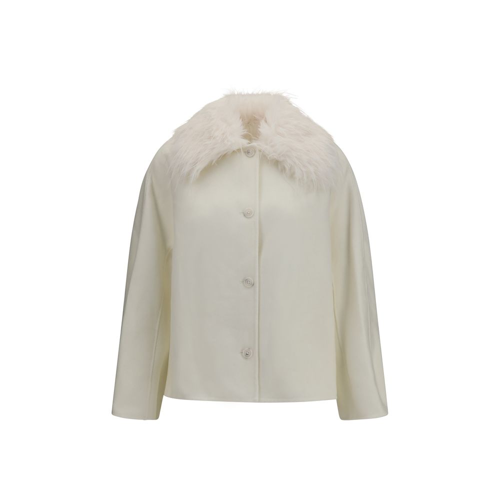 Loulou De Saison White Wool Oves Aries Full-Length Jacket
