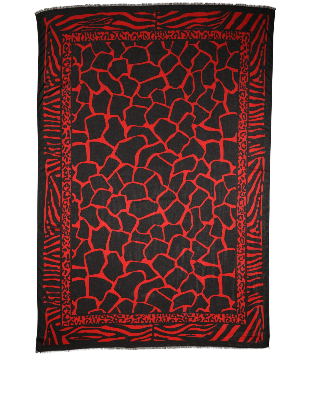 Dolce & Gabbana Black Red Printed Modal Neck Shawl Scarf