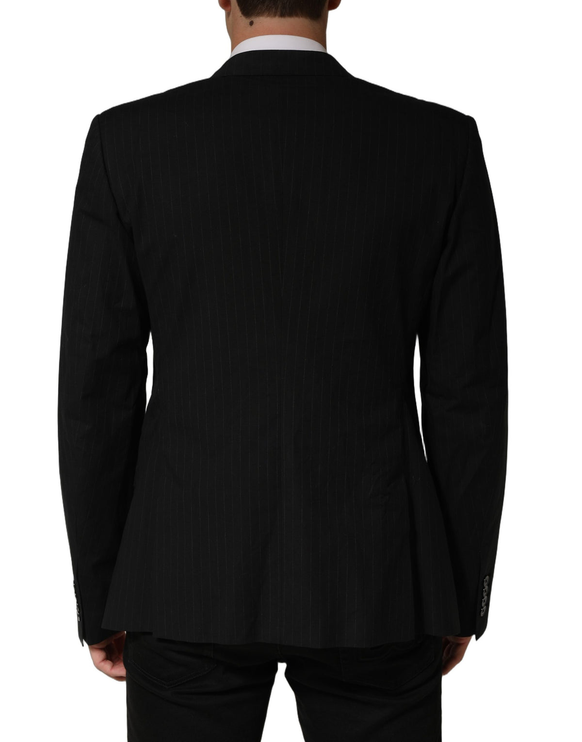 Dolce & Gabbana Black Pinstripe Men Single Breasted Jacket