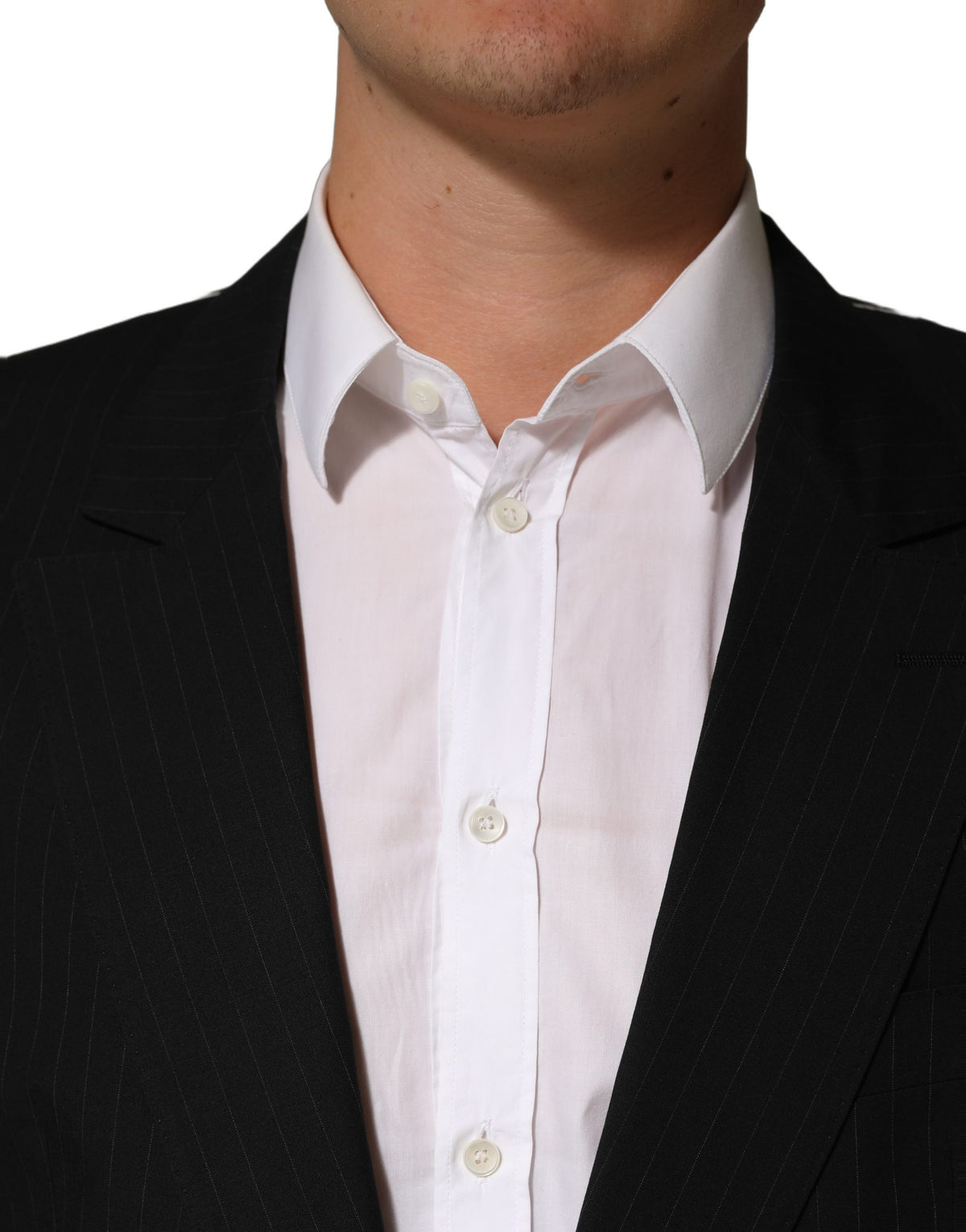 Dolce & Gabbana Black Pinstripe Men Single Breasted Jacket