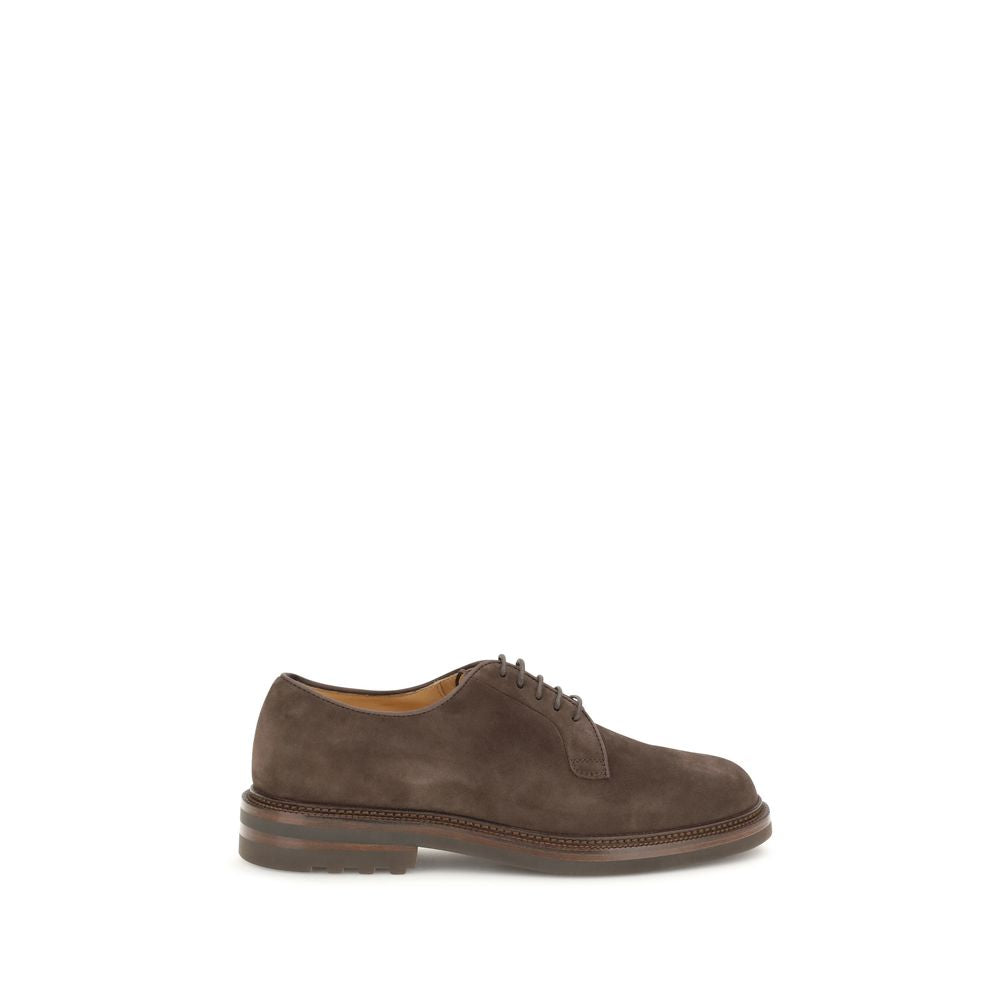 Brunello Cucinelli Brown Calf Leather Bos Taurus Oxfords And Derbies