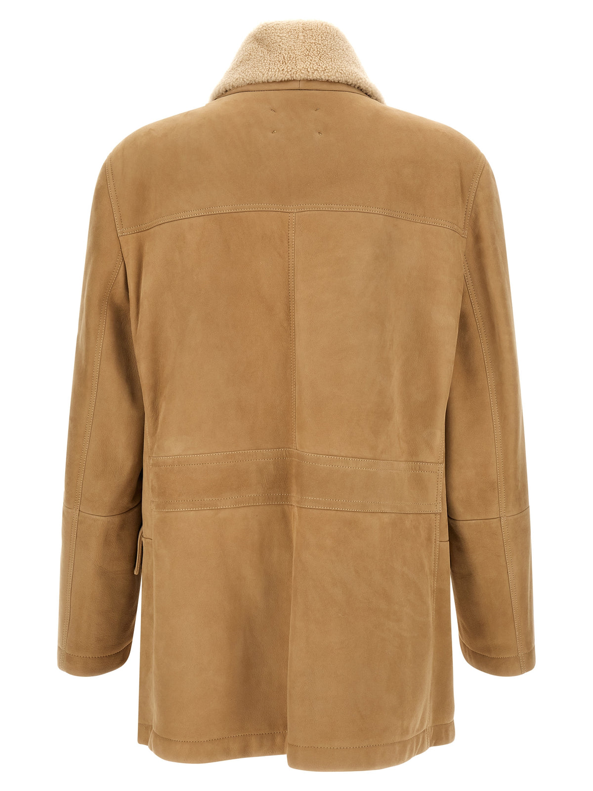 Brunello Cucinelli Beige Lamb Leather Leather Jacket