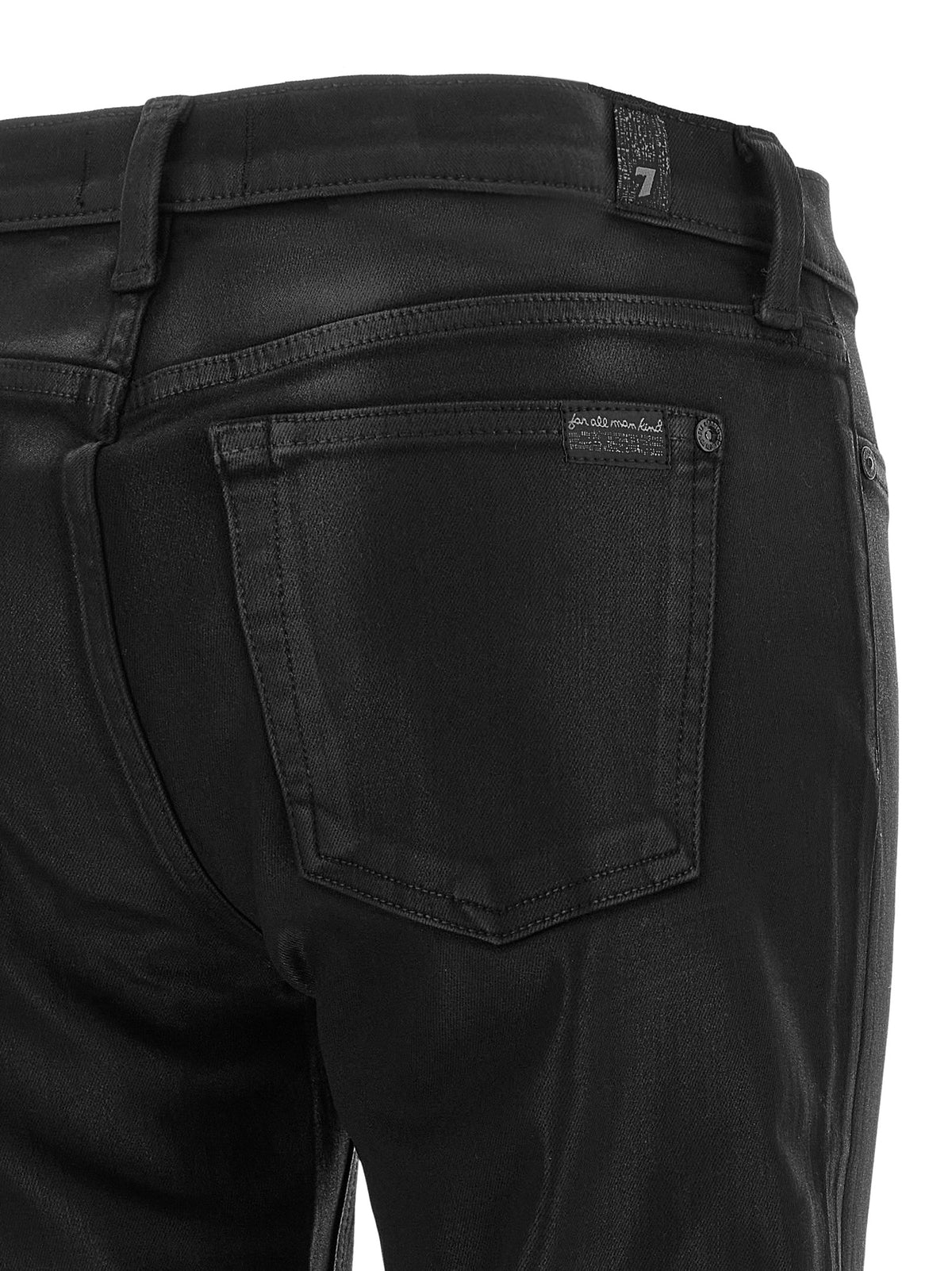 7 For All Mankind Black Cotton Cropped Jeans