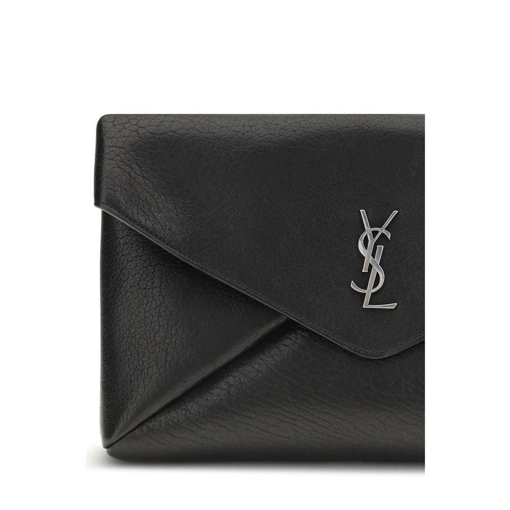 Saint Laurent Black Calf Leather Bos Taurus Clutch Bag