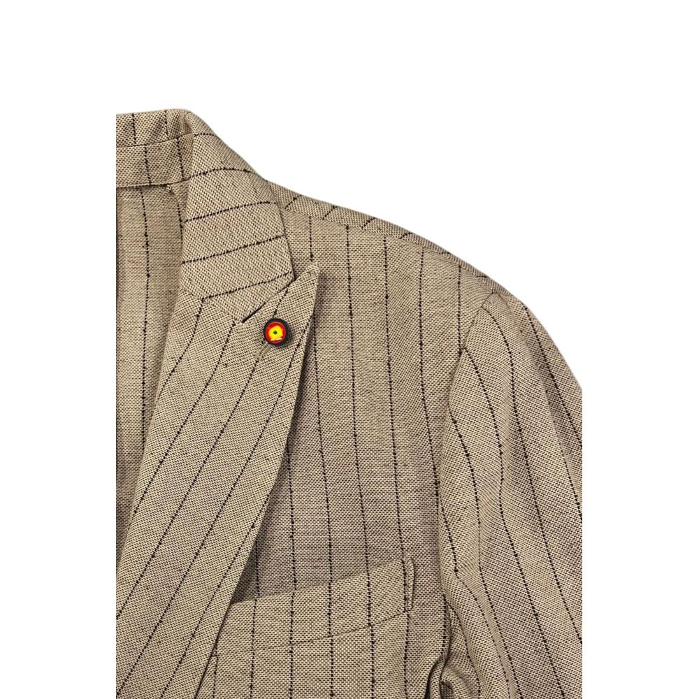 Roberto Pepe Luxury Beige Linen Men Jacket