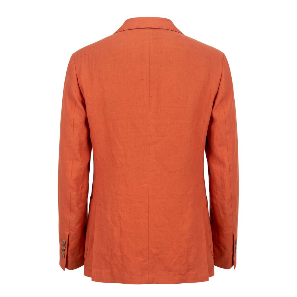 Roberto Pepe Luxury Orange Linen Men Jacket