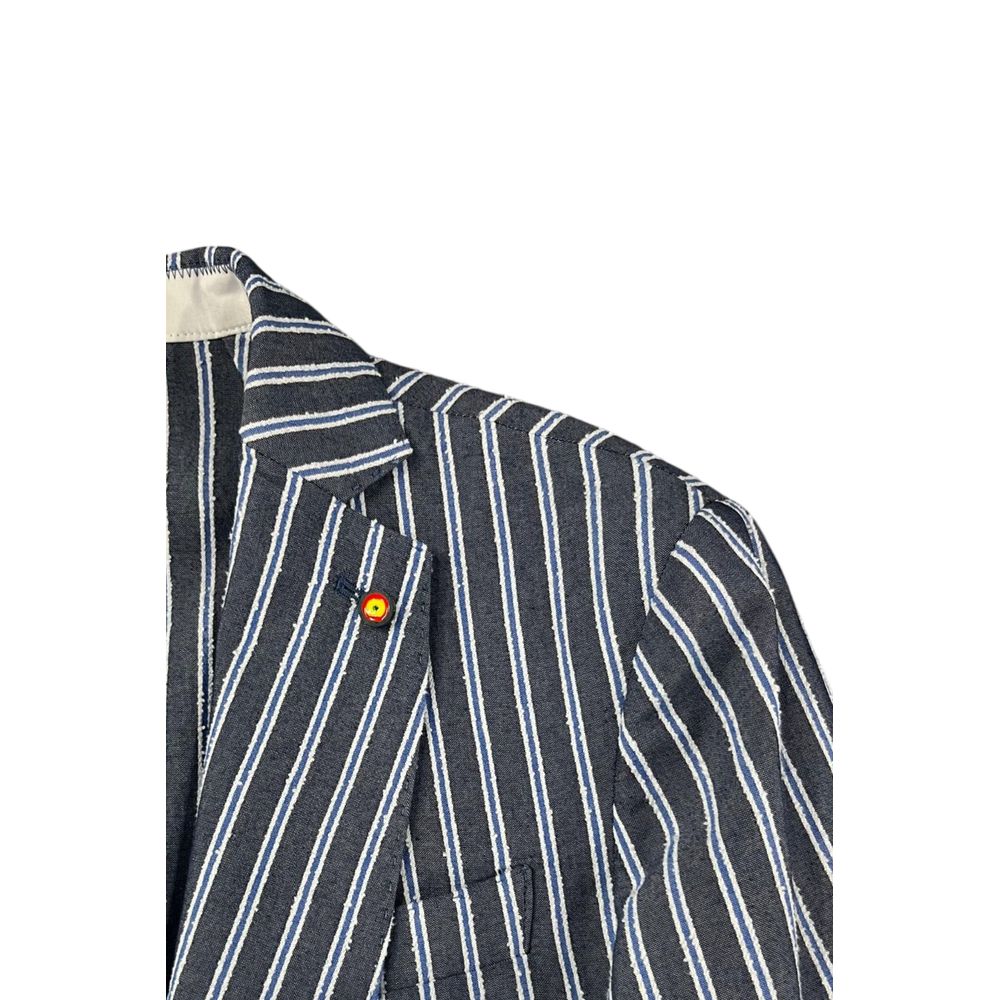 Roberto Pepe Luxury Blue Cotton Men's Jacket