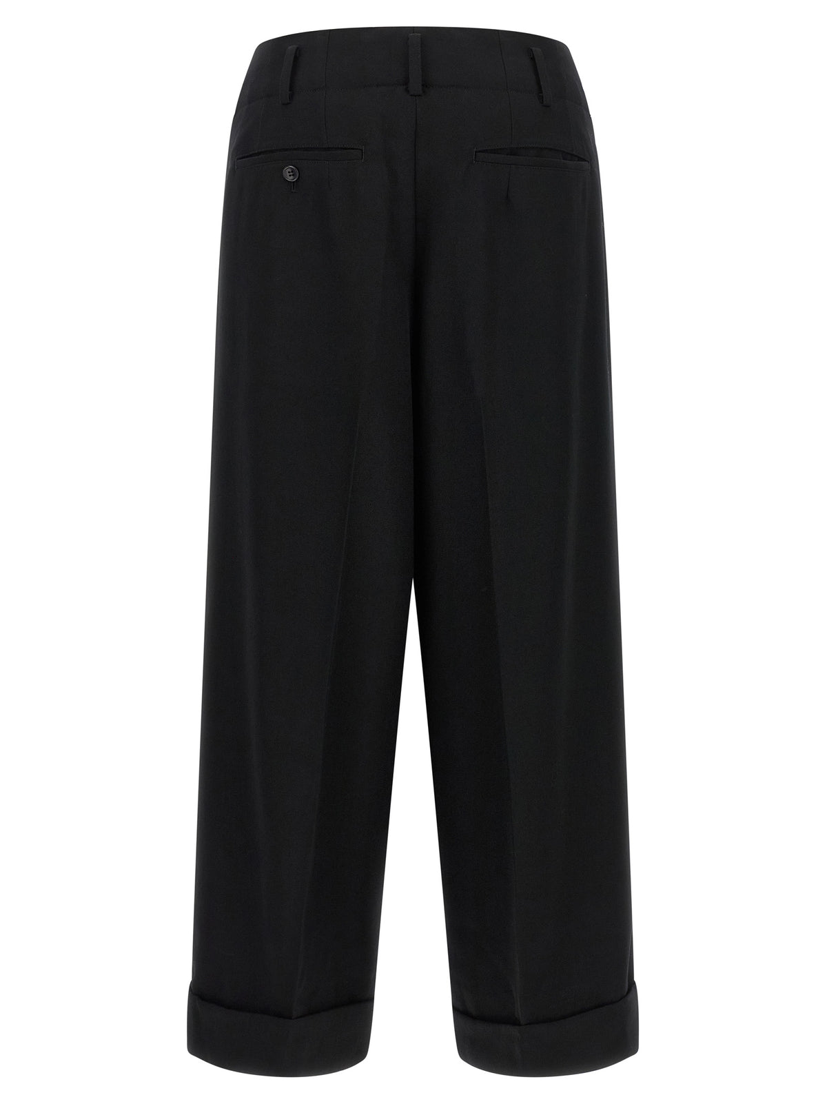 Comme Des Garçons Black Wool Cropped Pants