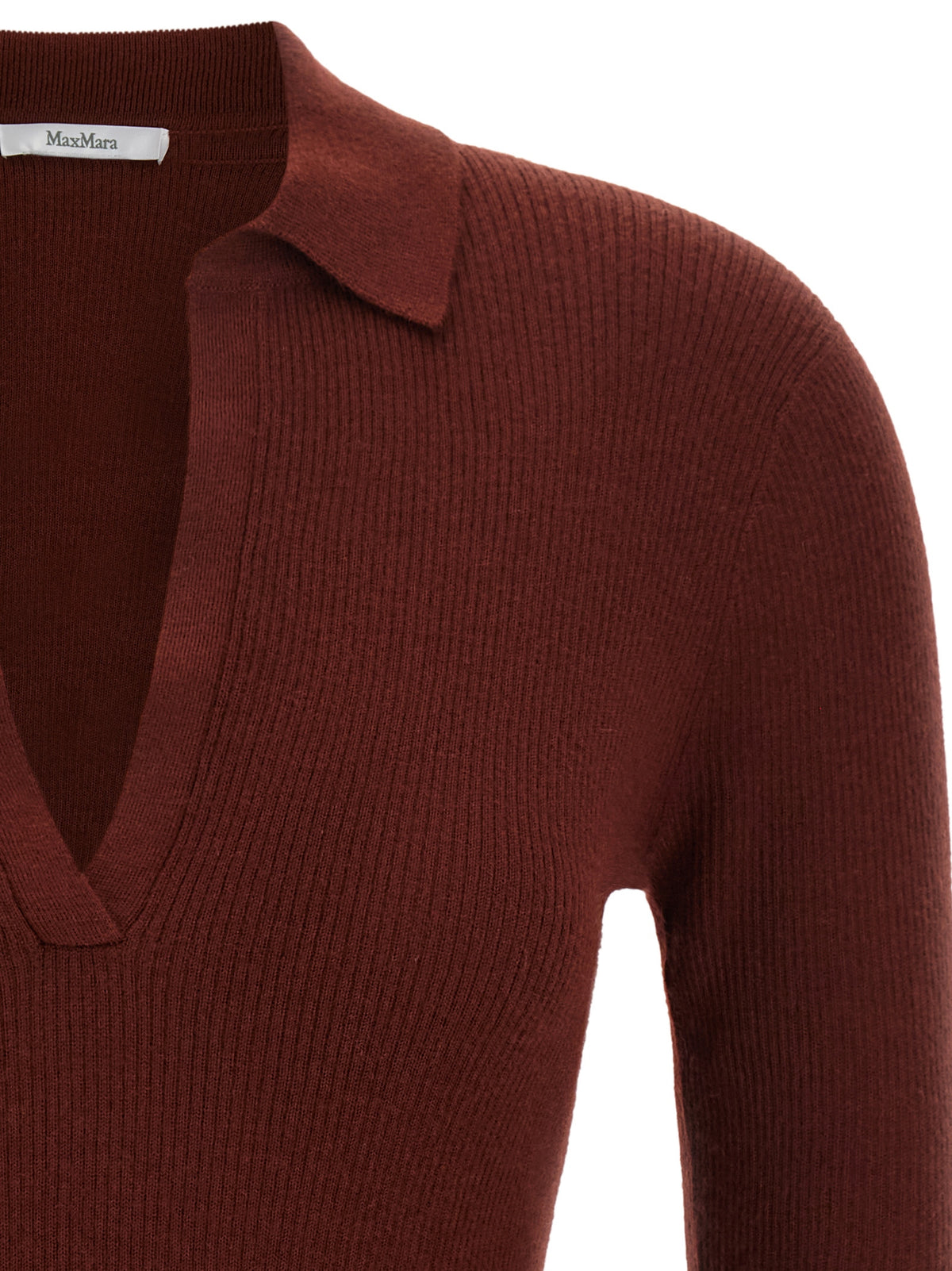 Max Mara Bordeaux Cashmere Polo Shirt