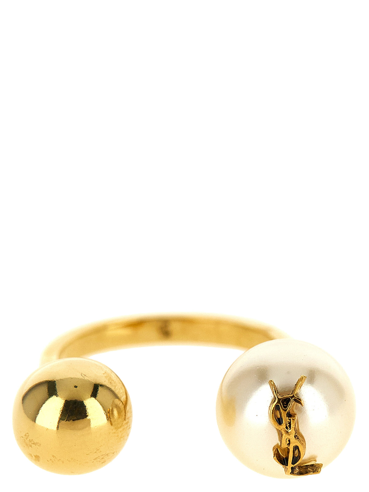 Saint Laurent White Brass Ring