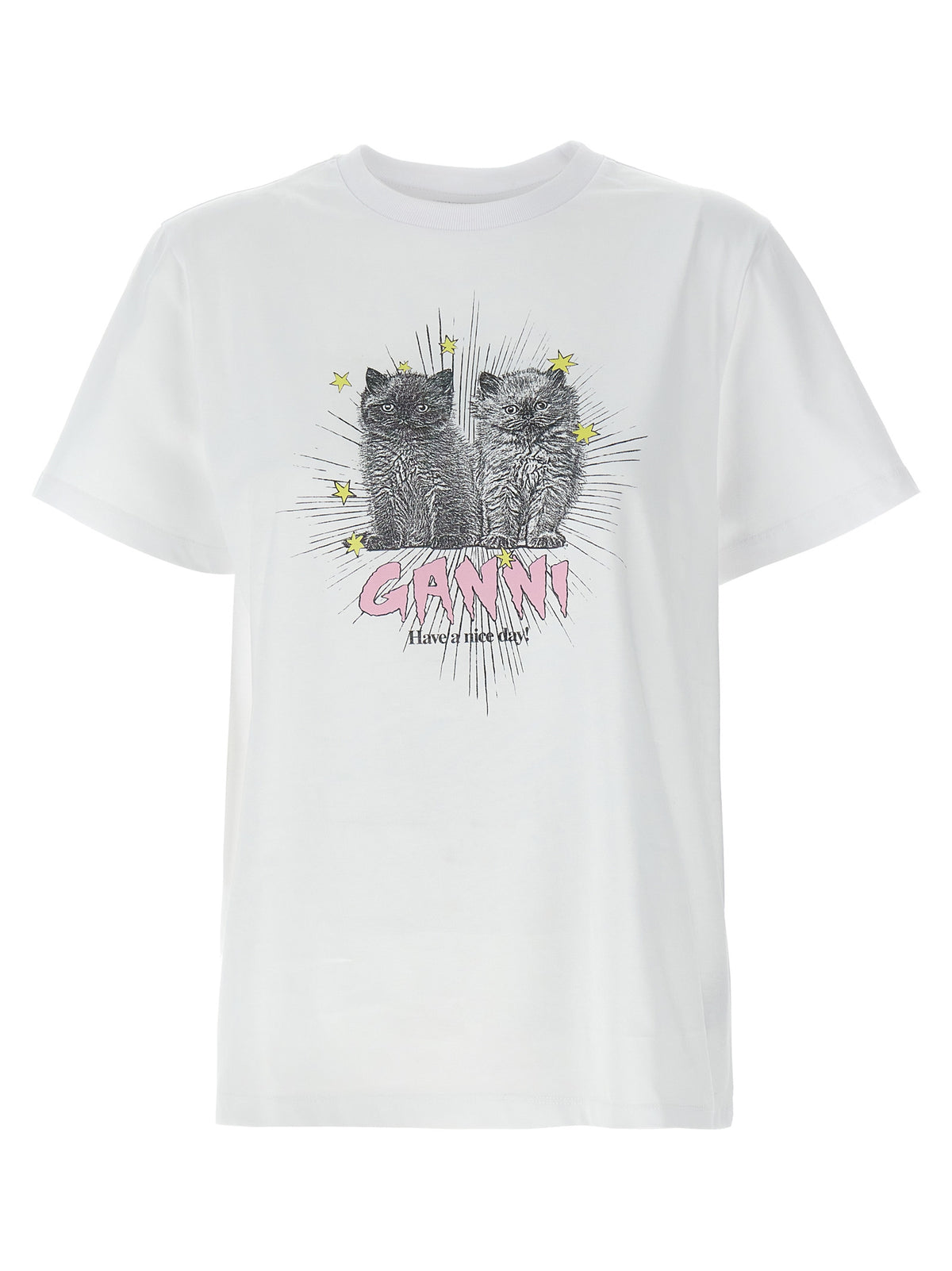 Ganni White Cotton T-Shirt