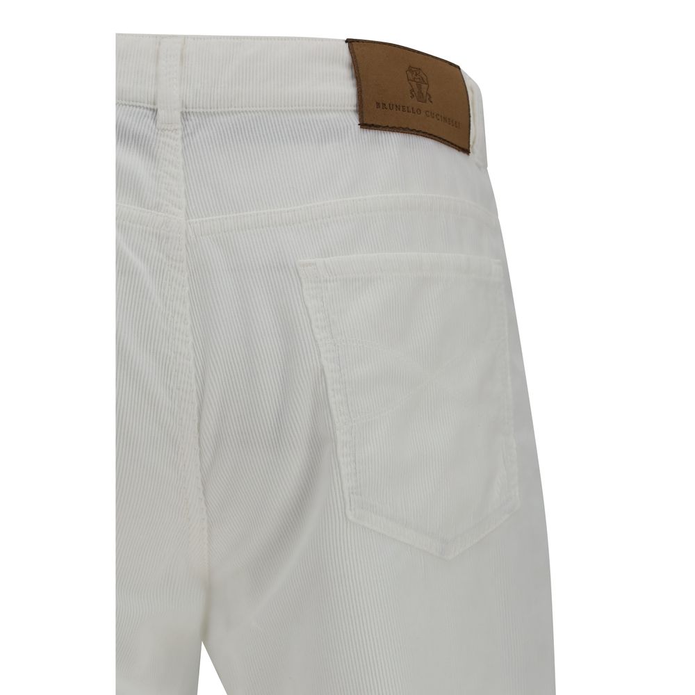 Brunello Cucinelli White Cotton Casual Pants