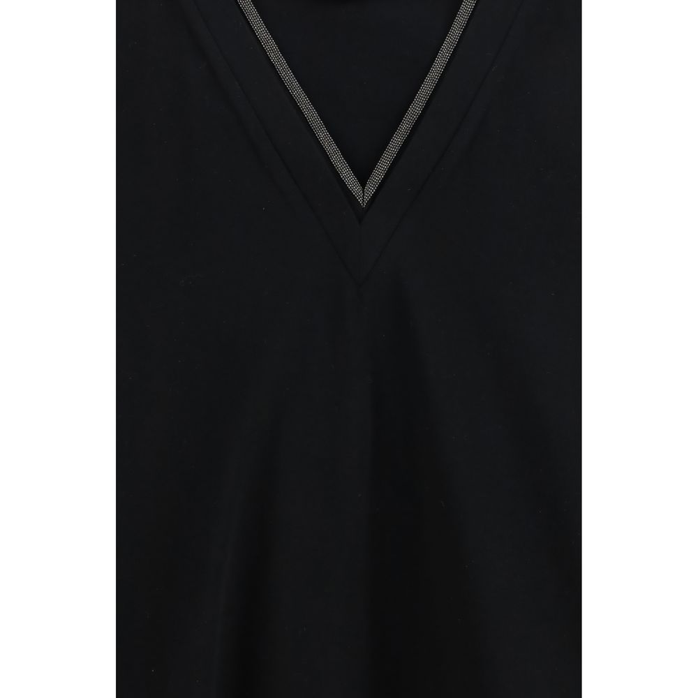 Brunello Cucinelli Black Cotton T-Shirt