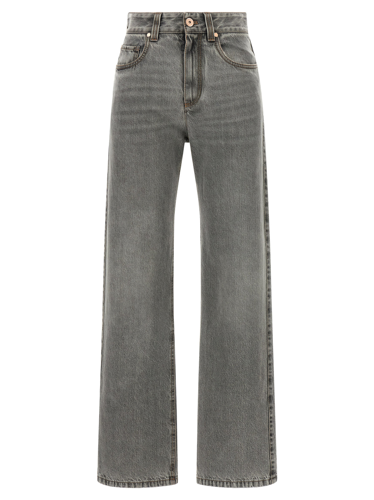 Brunello Cucinelli Gray Cotton Straight-Leg Jeans