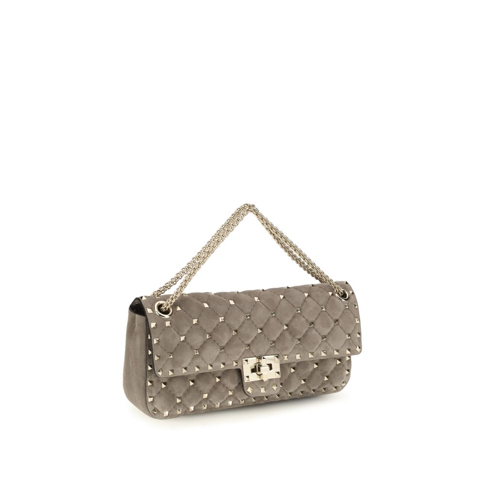 Valentino Garavani Gray Suede Leather Shoulder Bag
