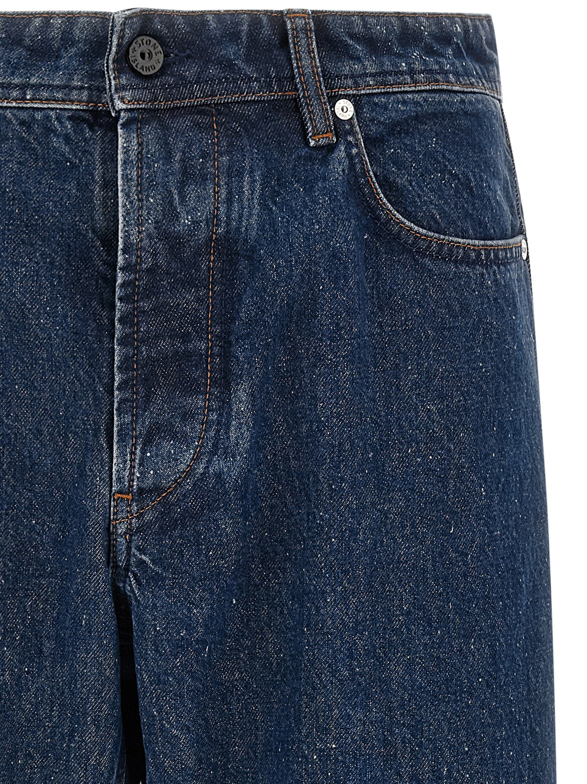 Stone Island Blue Cotton Straight-Leg Jeans