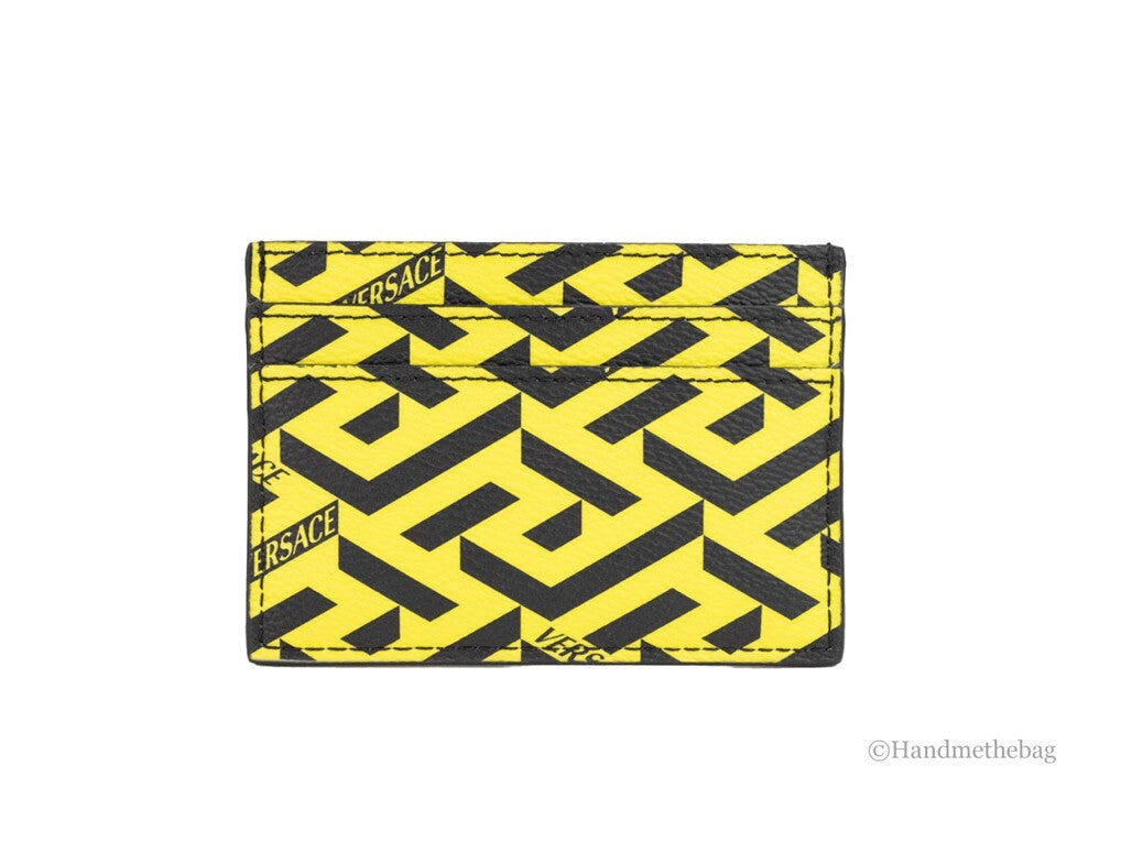 Versace La Greca Pineapple Multicolor Signature Coated Canvas Card Case Wallet