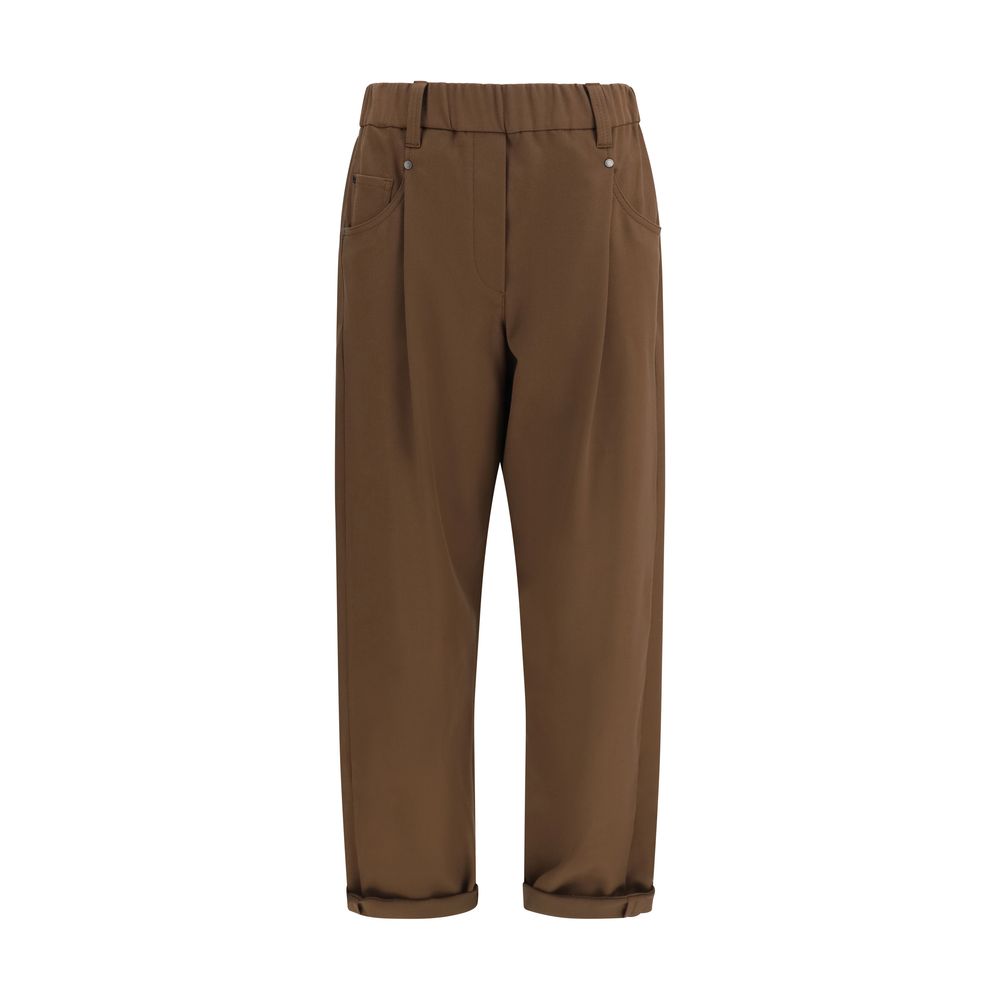 Brunello Cucinelli Brown Cotton Casual Pants