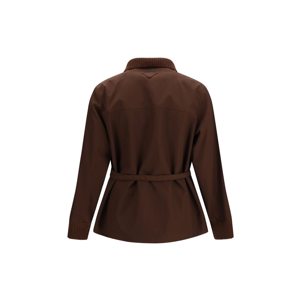 Prada Brown Polyester Full-Length Jacket