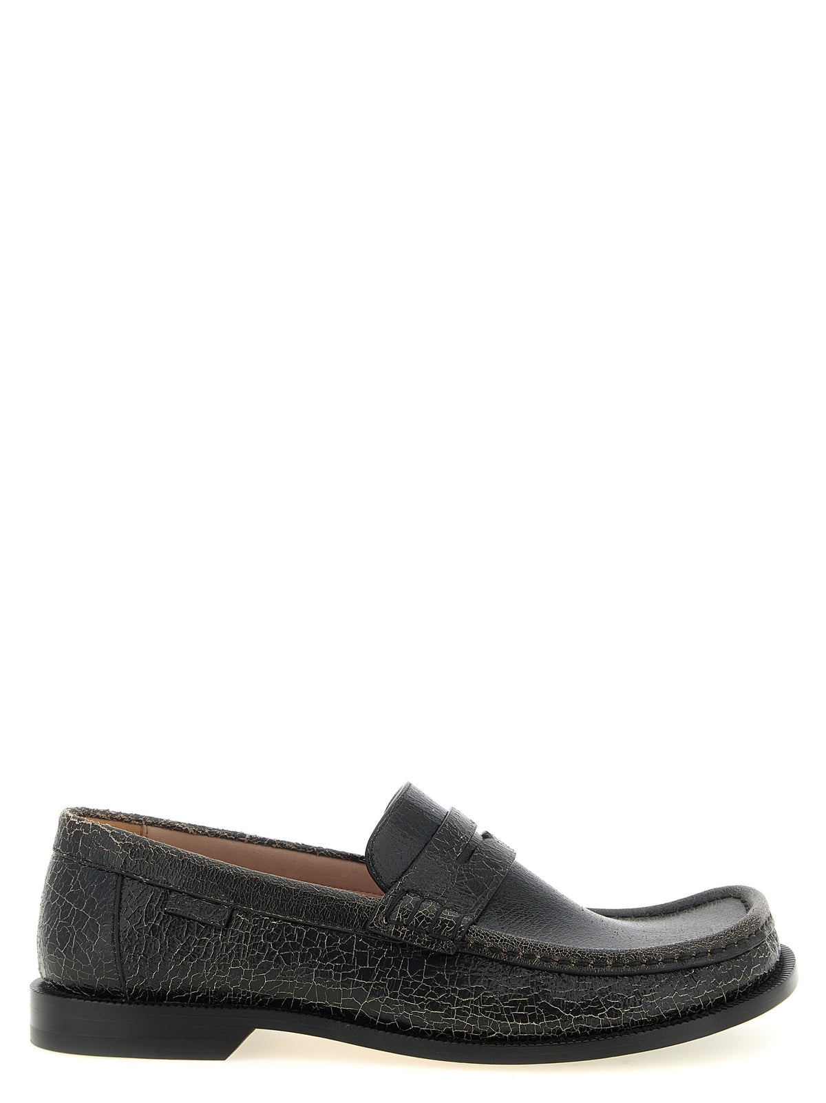 Loewe Black Calfskin Slip-On Loafers
