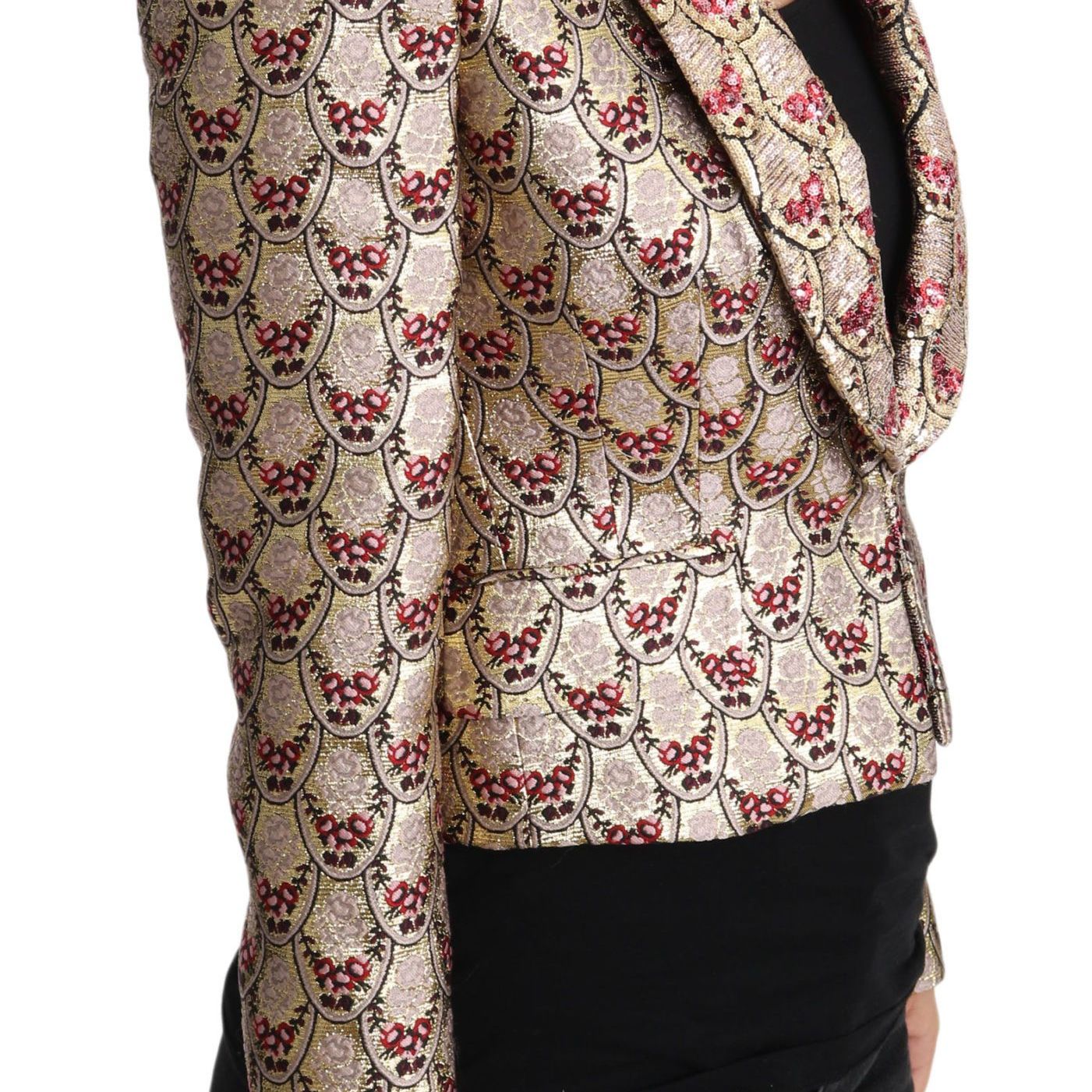 Dolce & Gabbana Gold Floral Sequined Blazer Coat Jacket