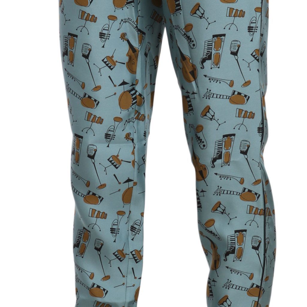 Dolce & Gabbana Blue Musical Instruments Print Tapered Pants