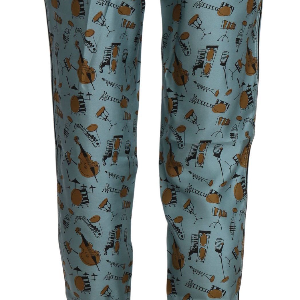 Dolce & Gabbana Blue Musical Instruments Print Tapered Pants