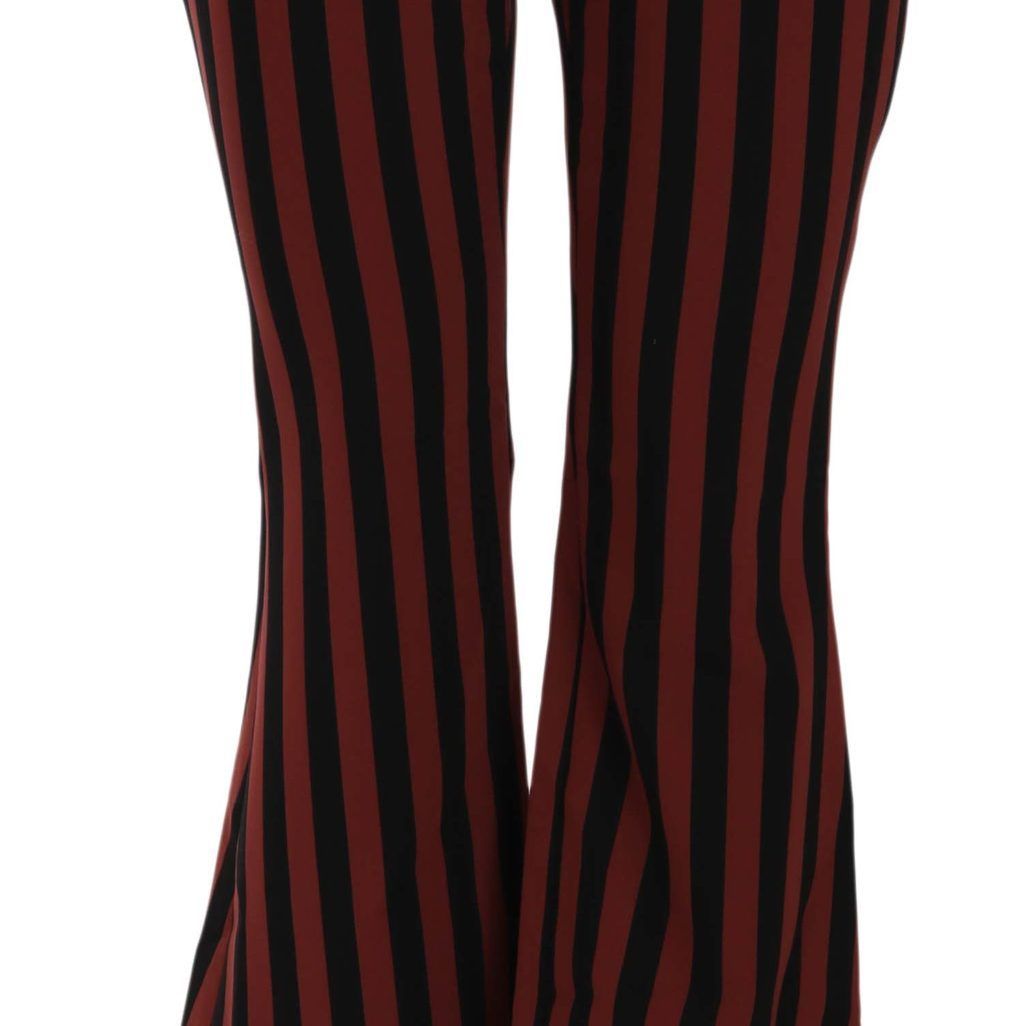 Dolce & Gabbana Black Amaranth Stripe Cropped Flared Pants