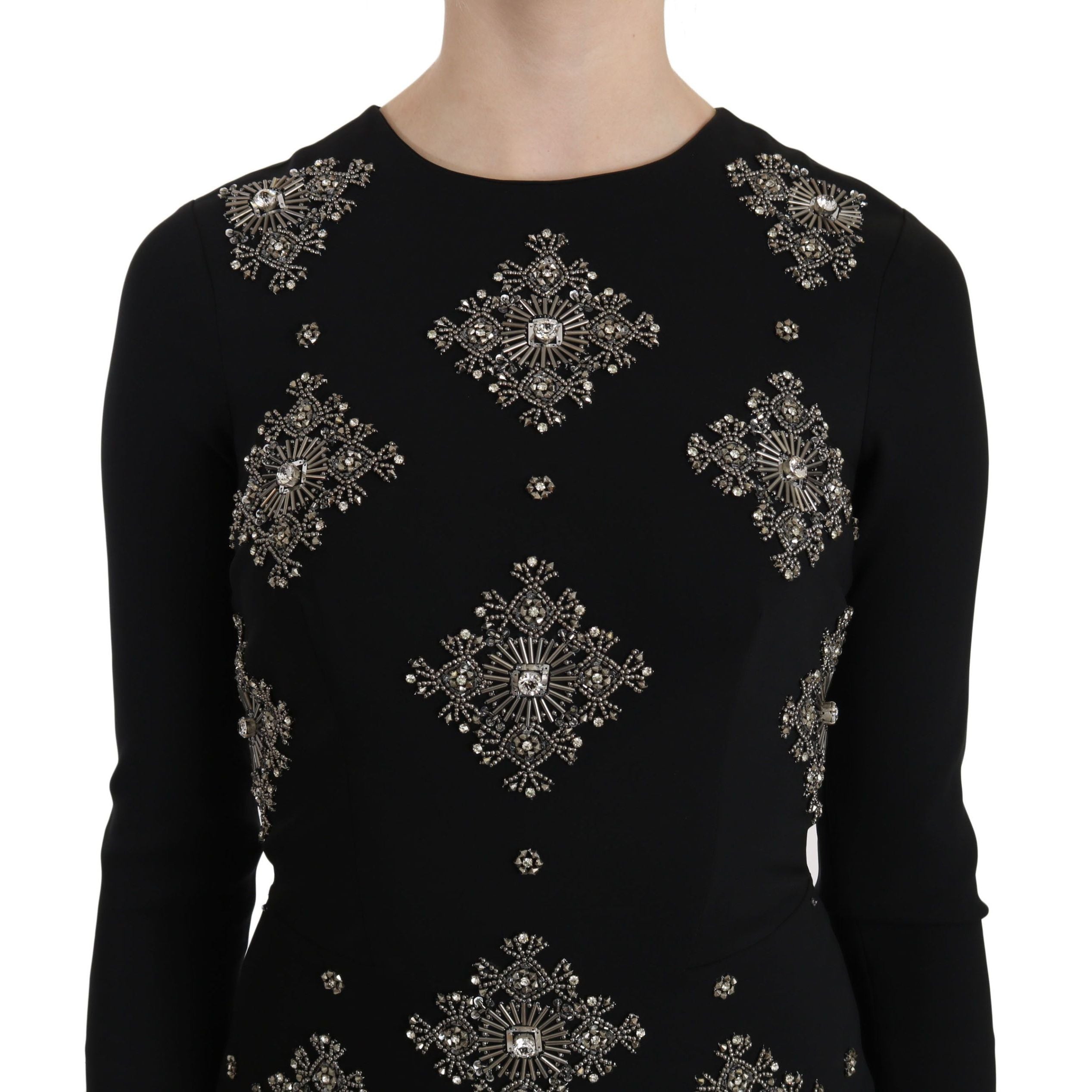 John Richmond Black Crystal Stretch Mini Shift Dress