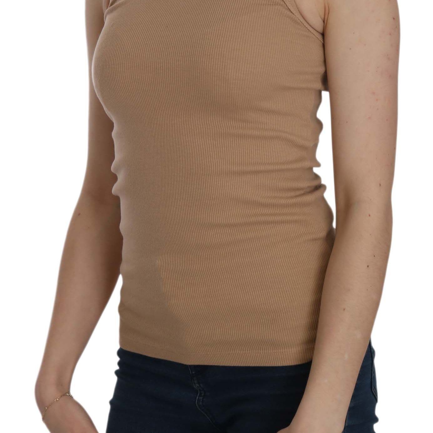 PINK MEMORIES Beige Sleeveless Spaghetti Strap Tank Blouse