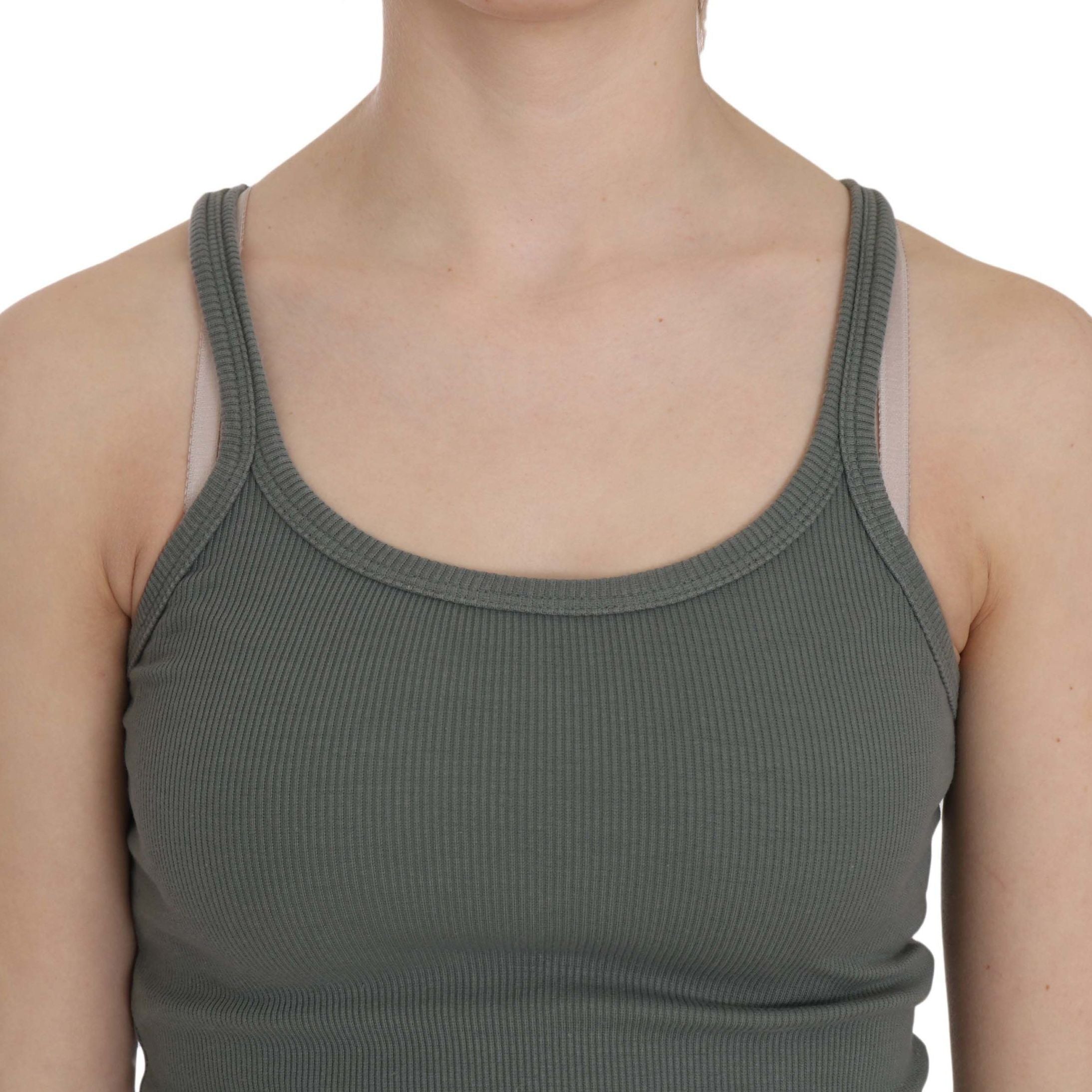 PINK MEMORIES Green Sleeveless Spaghetti Tank T-Shirt Blouse