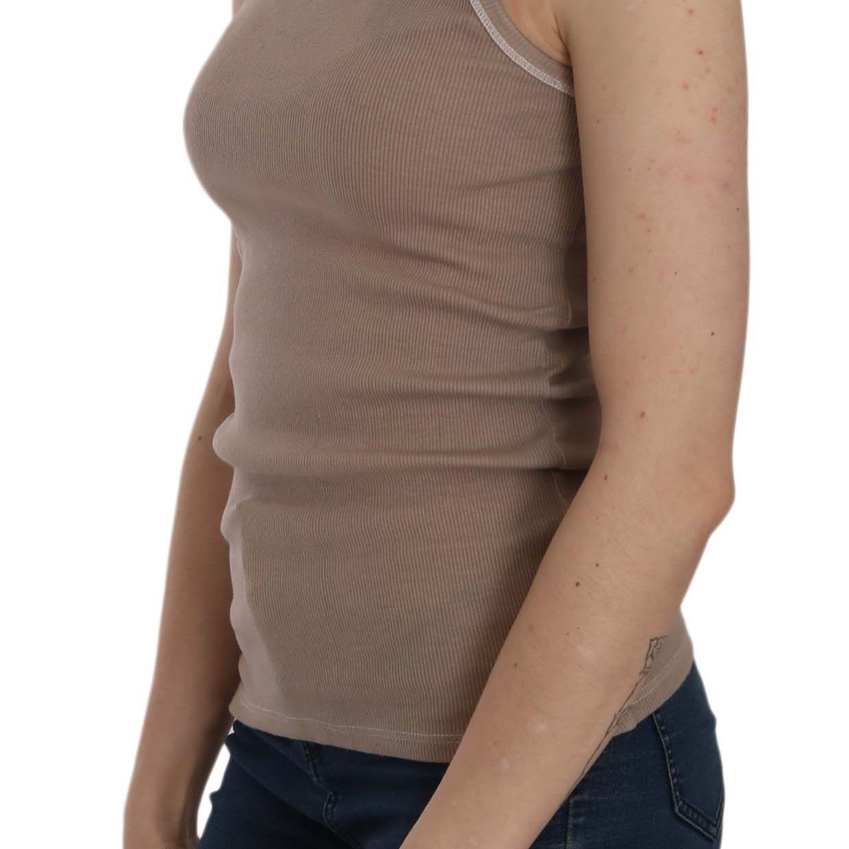 PINK MEMORIES Brown Sleeveless Spaghetti Strap Tank Blouse