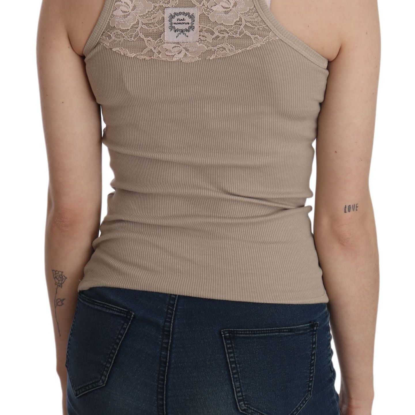 PINK MEMORIES Brown Sleeveless Spaghetti Strap Top Blouse