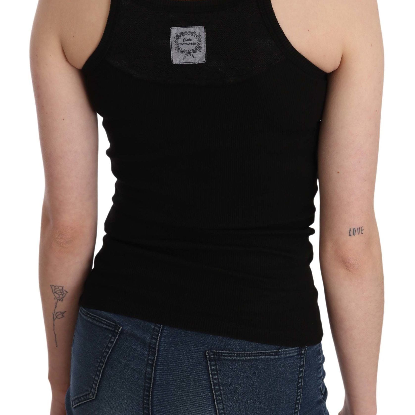 PINK MEMORIES Black Sleeveless Spaghetti Strap Blouse