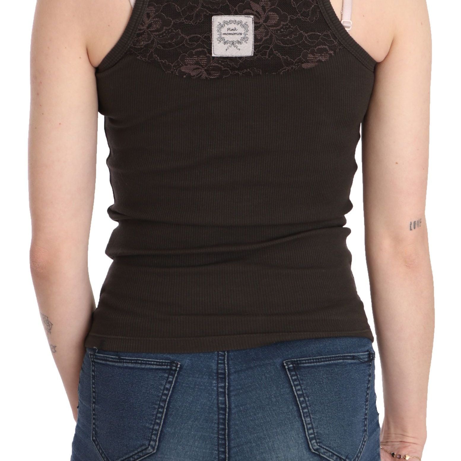 PINK MEMORIES Dark Brown Sleeveless Spaghetti Strap Blouse