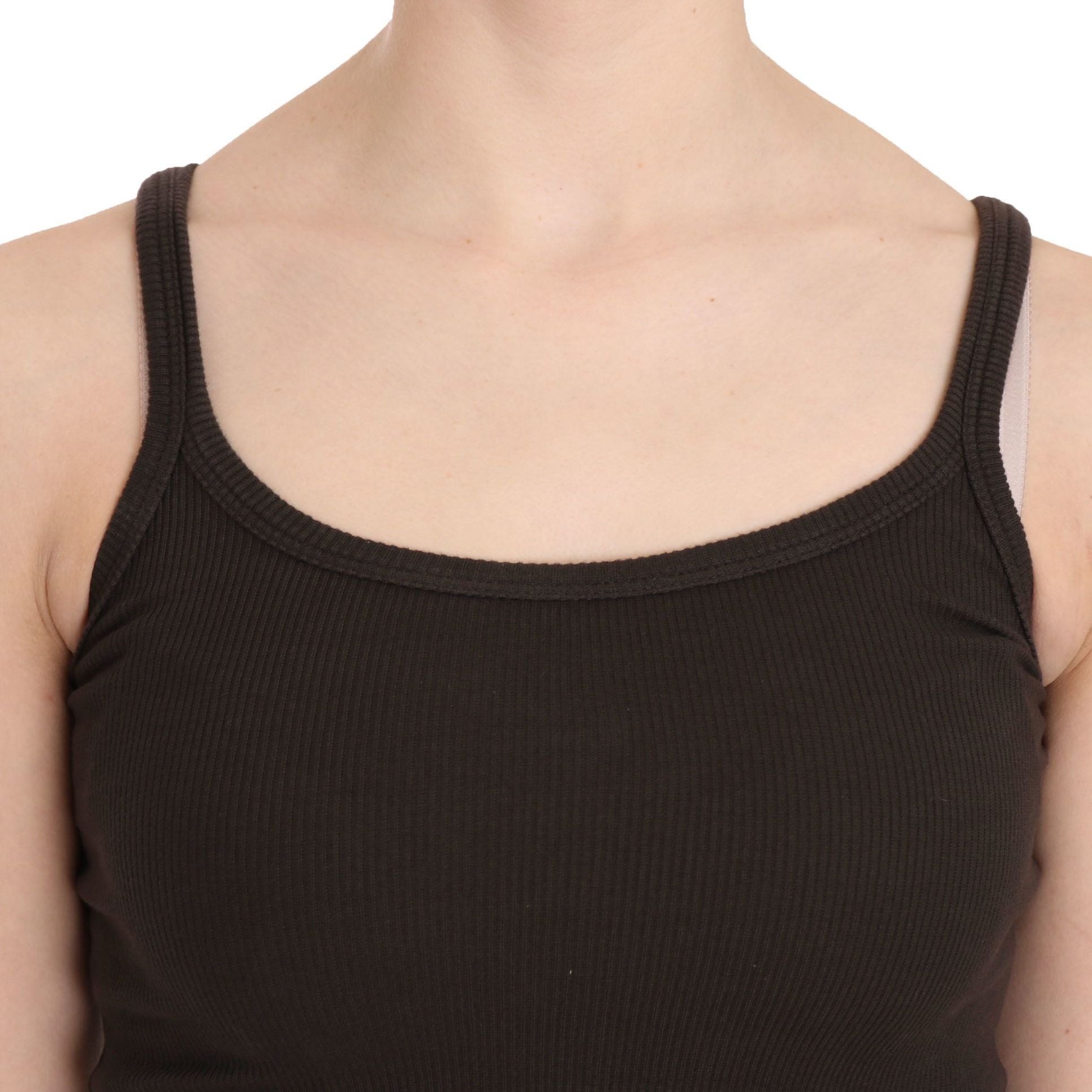 PINK MEMORIES Dark Brown Sleeveless Spaghetti Strap Blouse