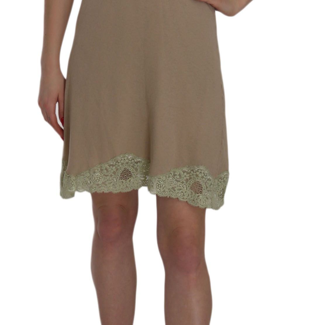 PINK MEMORIES Beige Lace Spaghetti Strap Mini Cotton Dress