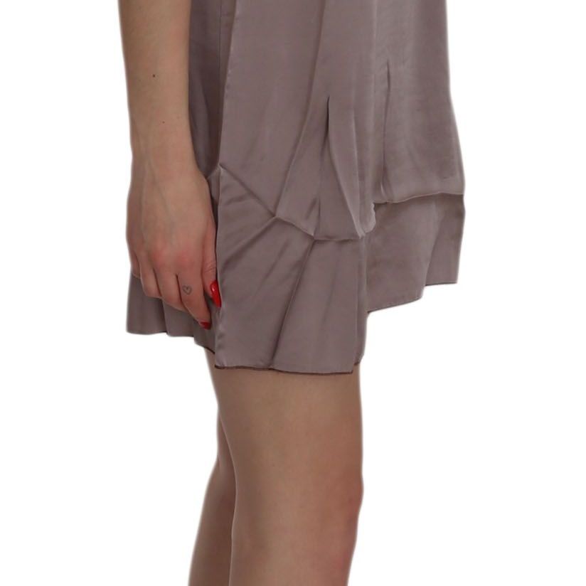 PINK MEMORIES Purple Spaghetti A-line Mini Silk Dress