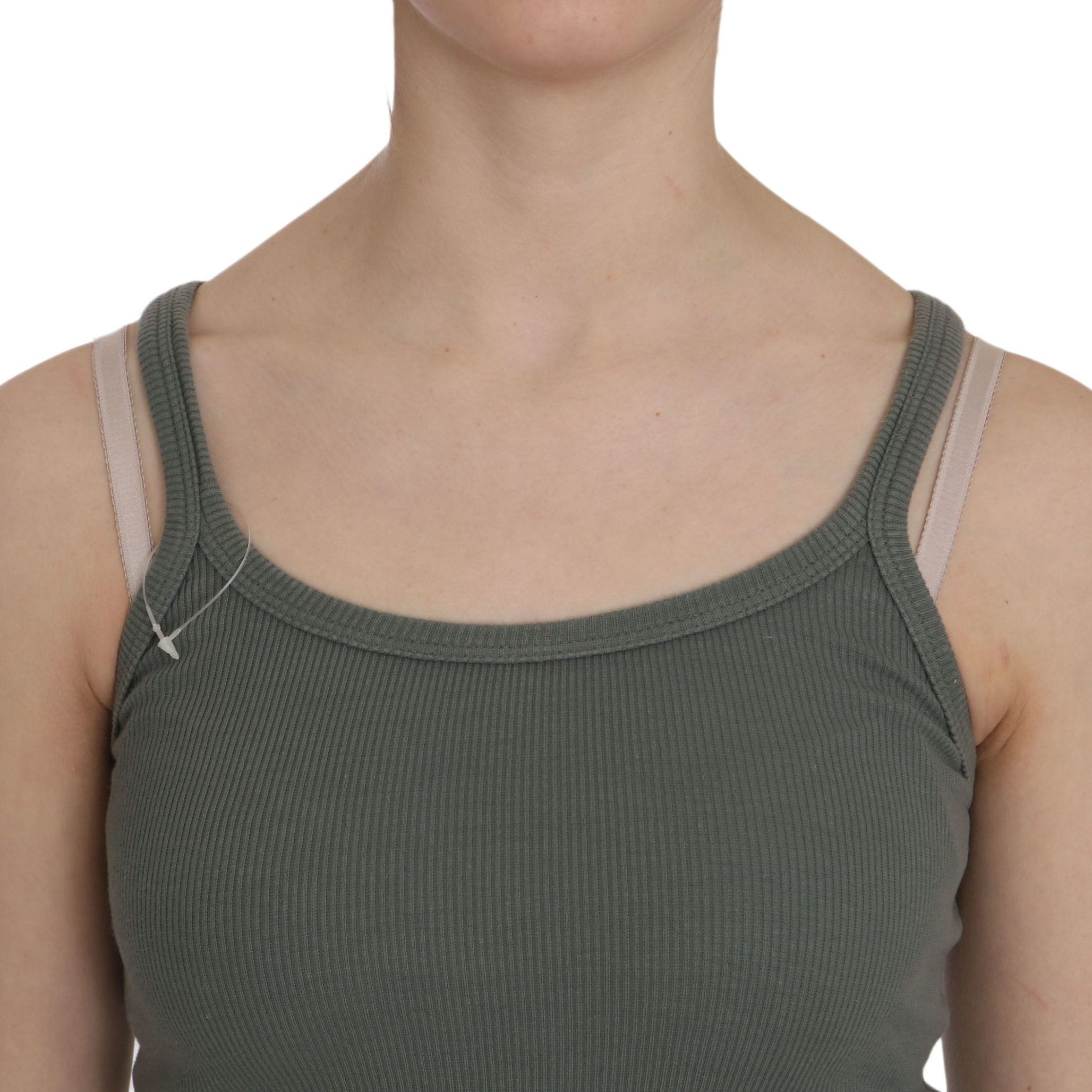 PINK MEMORIES Green Spaghetti Strap Slim Fit Casual Tank Top Blouse